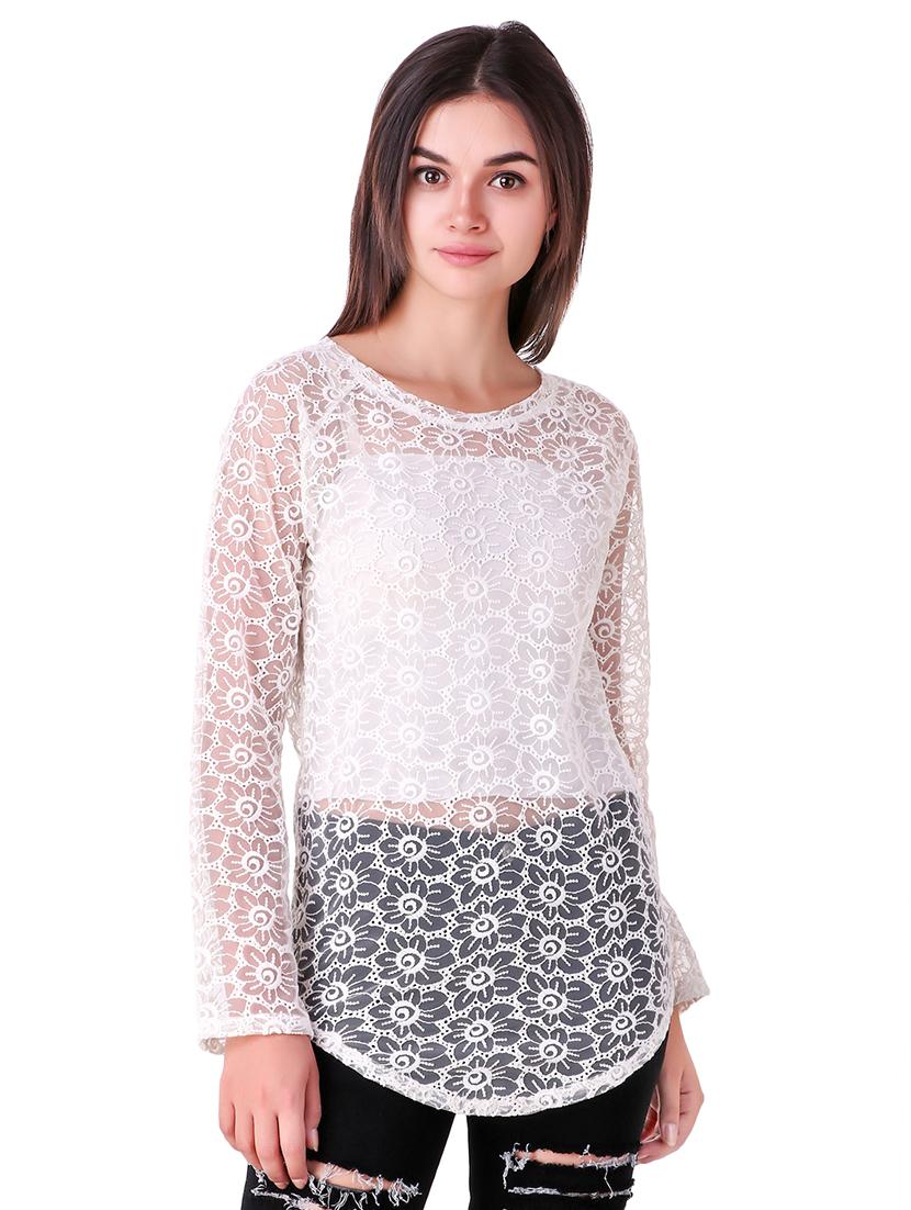 floral laced long top - 16943982 - Zoom Image - 1