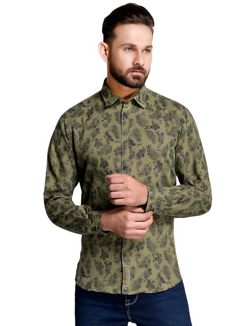 green printed casual shirt - 16944735 - Very Small Image - 1