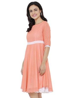 laced panel flared dress - 16944807 - Standard Image - 2