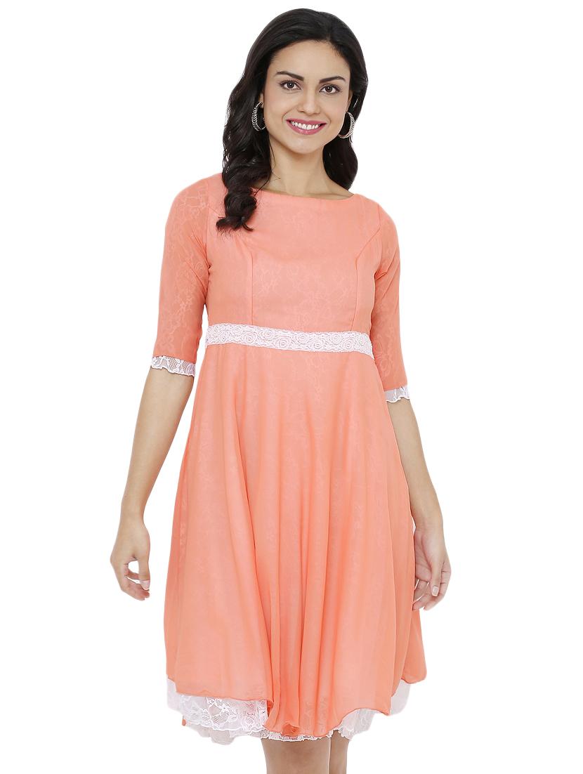 laced panel flared dress - 16944807 - Zoom Image - 1