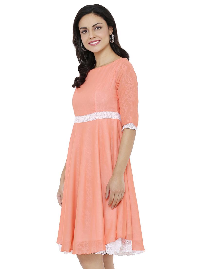 laced panel flared dress - 16944807 - Zoom Image - 2
