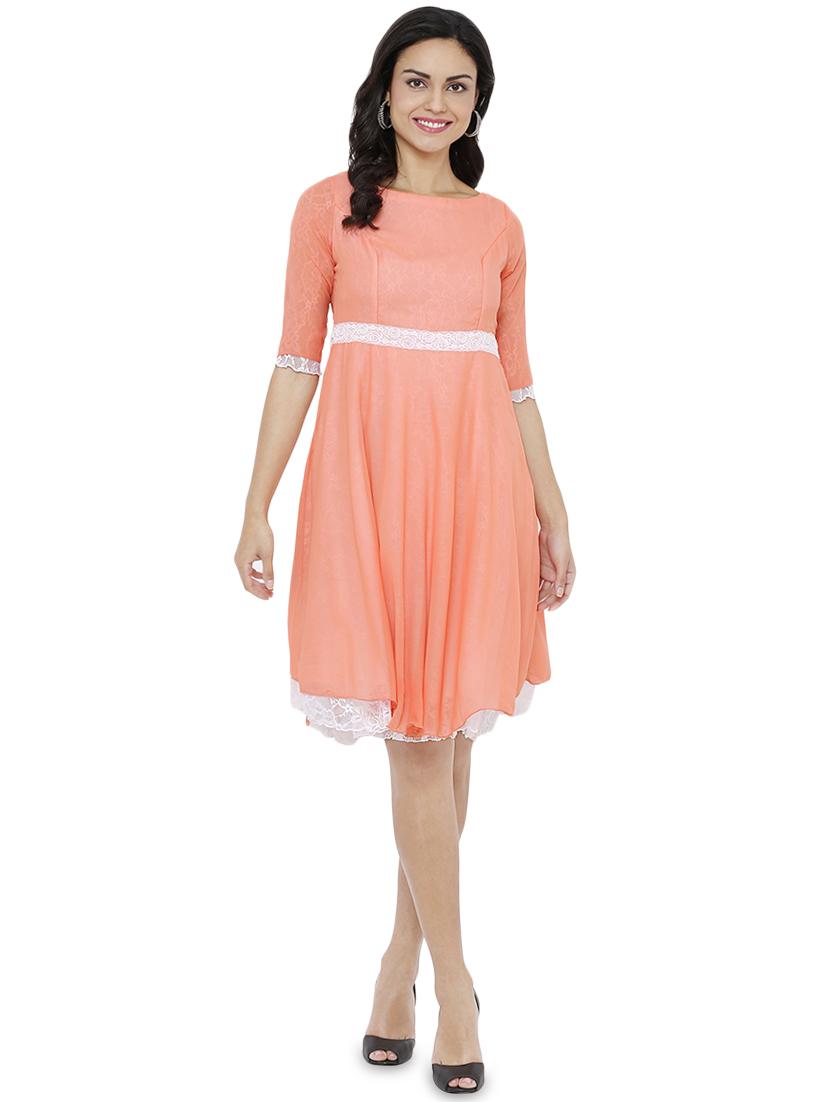laced panel flared dress - 16944807 - Zoom Image - 4