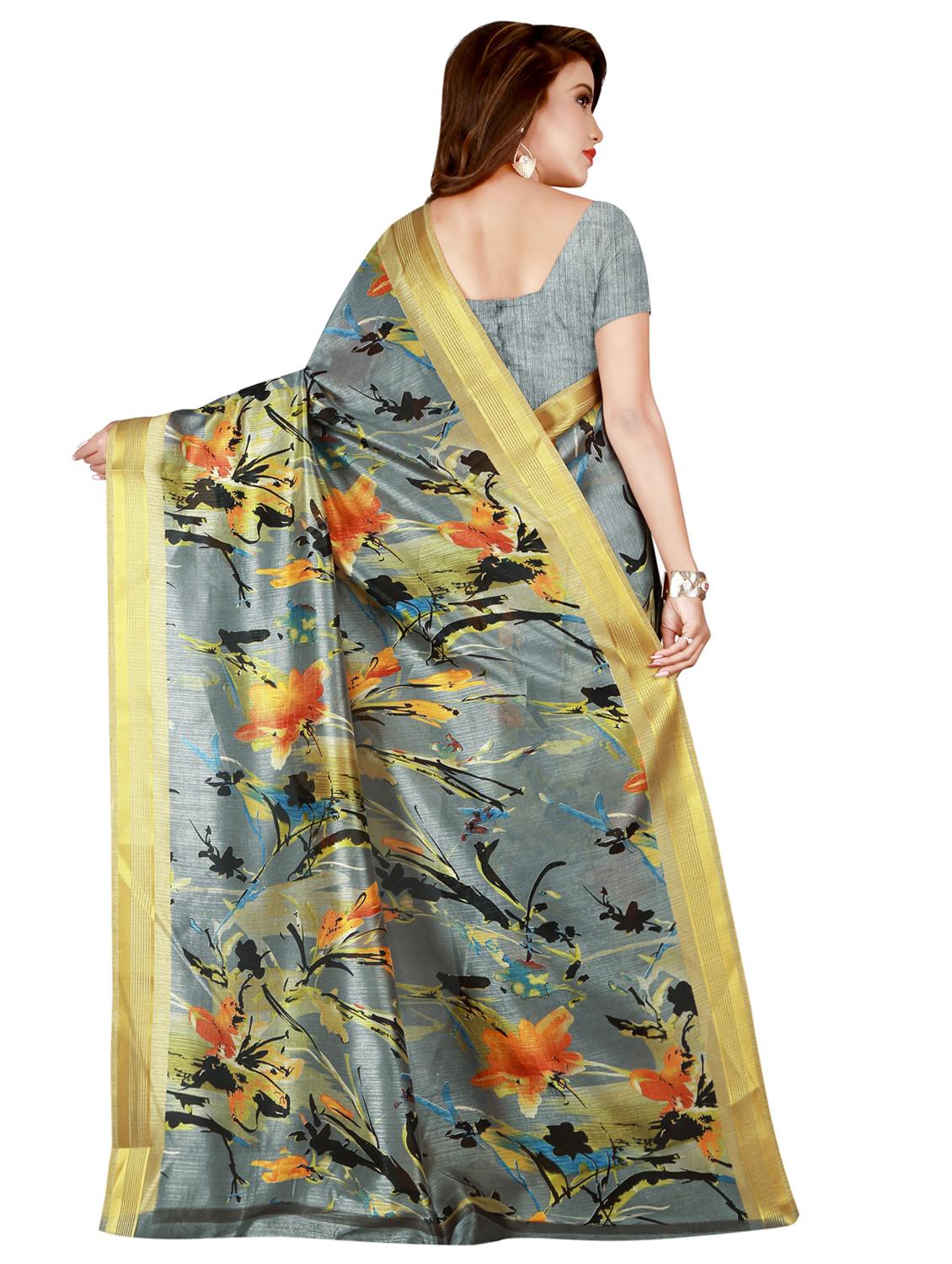 floral woven saree with blouse - 16944995 - Zoom Image - 2