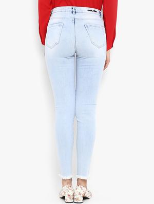 side tape frayed hem jeans - 16945501 - Standard Image - 3