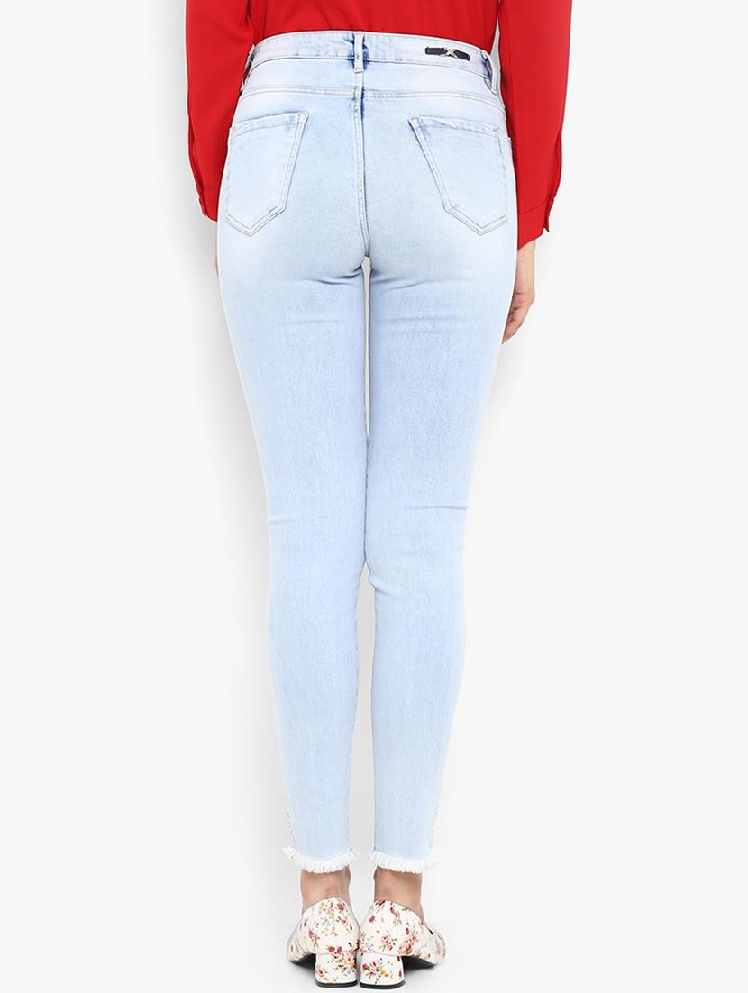 side tape frayed hem jeans - 16945501 - Zoom Image - 3
