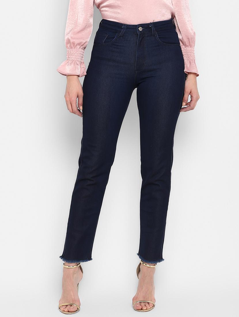 high rise frayed hem jeans - 16945508 - Zoom Image - 1