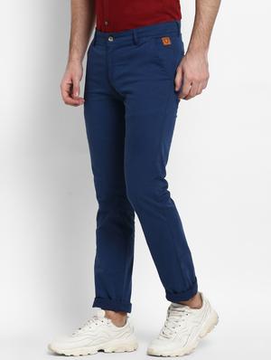 blue solid chinos - 16946084 - Standard Image - 2