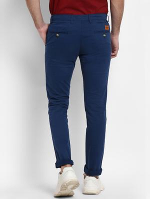 blue solid chinos - 16946084 - Standard Image - 3