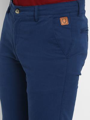 blue solid chinos - 16946084 - Standard Image - 4
