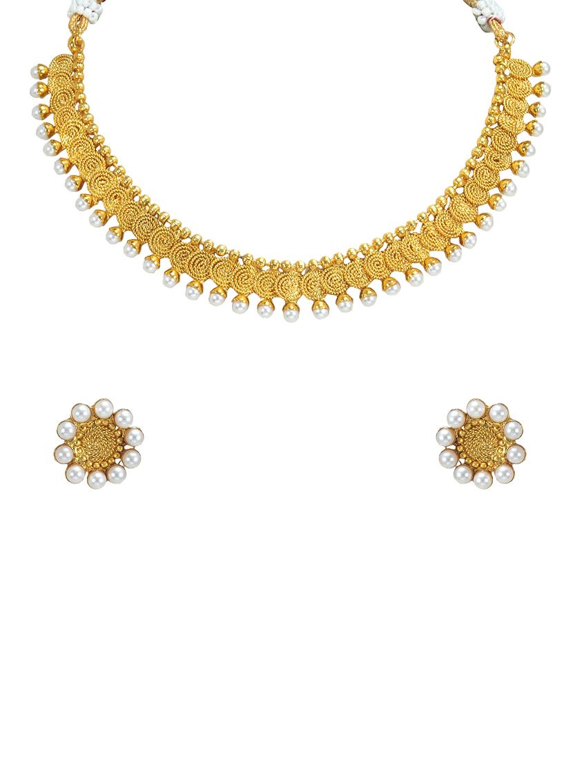gold metal short necklace - 16947429 - Zoom Image - 1