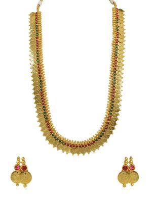 gold metal long necklace - 16947476 - Standard Image - 2