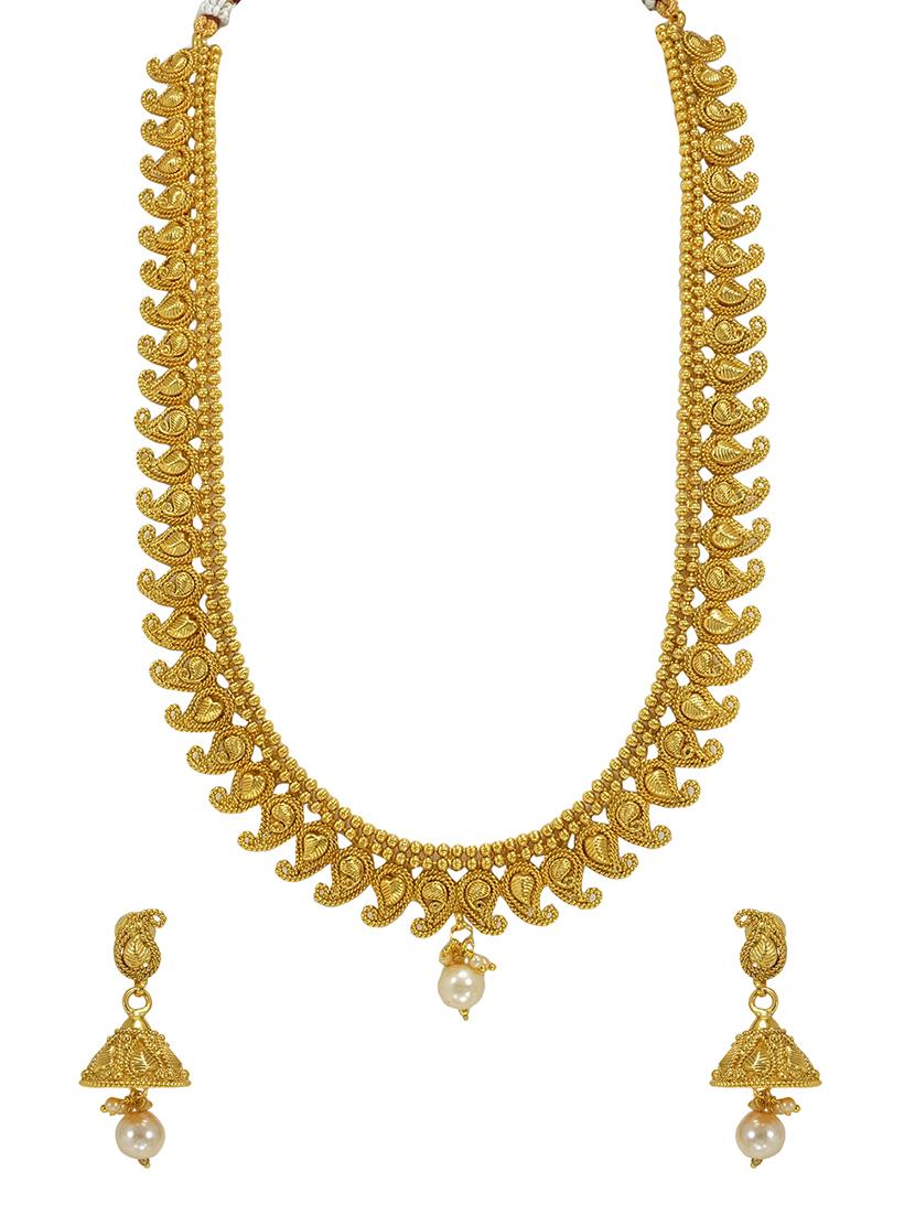 gold metal long necklace - 16947496 - Zoom Image - 3
