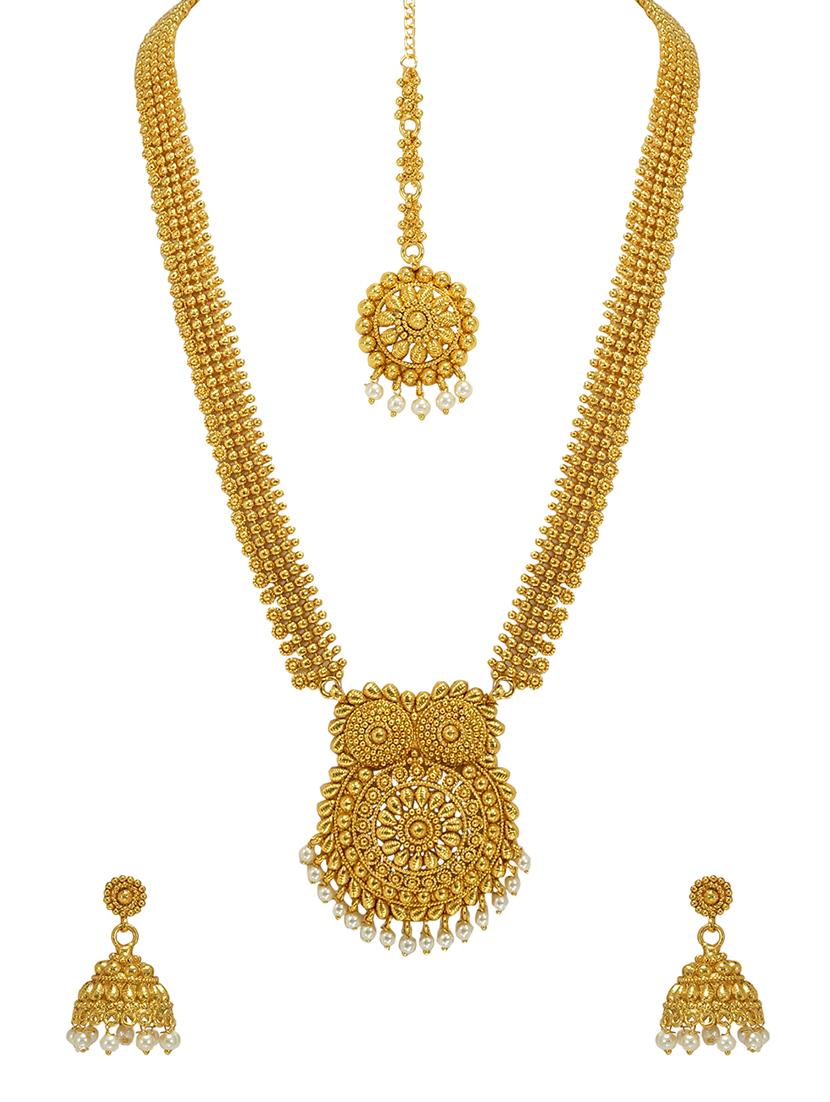gold metal long necklace - 16947501 - Zoom Image - 2