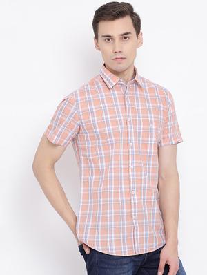 peach checkered casual shirt - 16947571 - Standard Image - 2