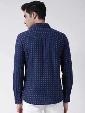navy blue printed casual shirt - 16947576 - Standard Image - 3