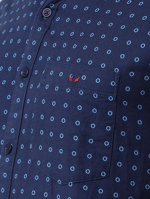 navy blue printed casual shirt - 16947576 - Standard Image - 5