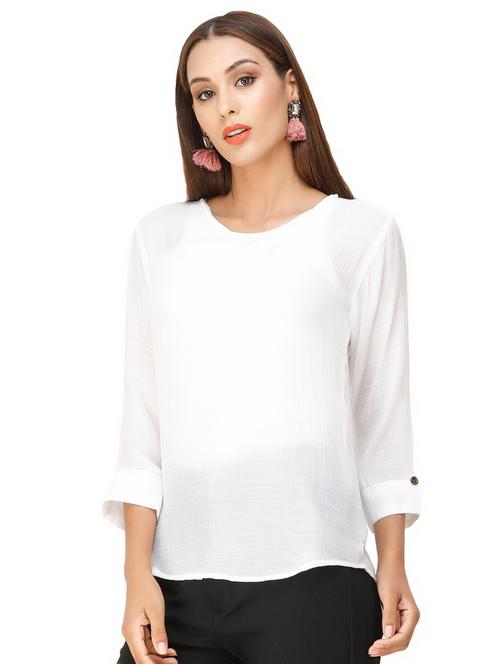 round neck solid top - 16947677 - Very Small Image - 1