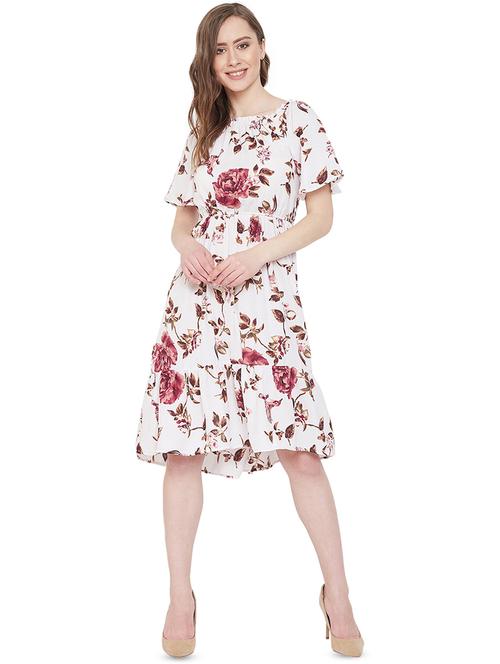 flutter sleeves floral flared dress - 16947695 - Standard Image - 1