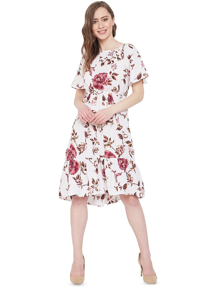 flutter sleeves floral flared dress - 16947695 - Zoom Image - 1