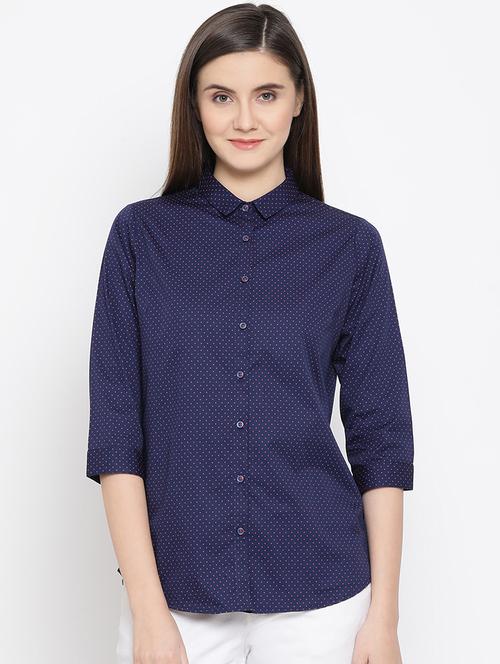 blue cotton polka dot shirt - 16948608 - Standard Image - 1