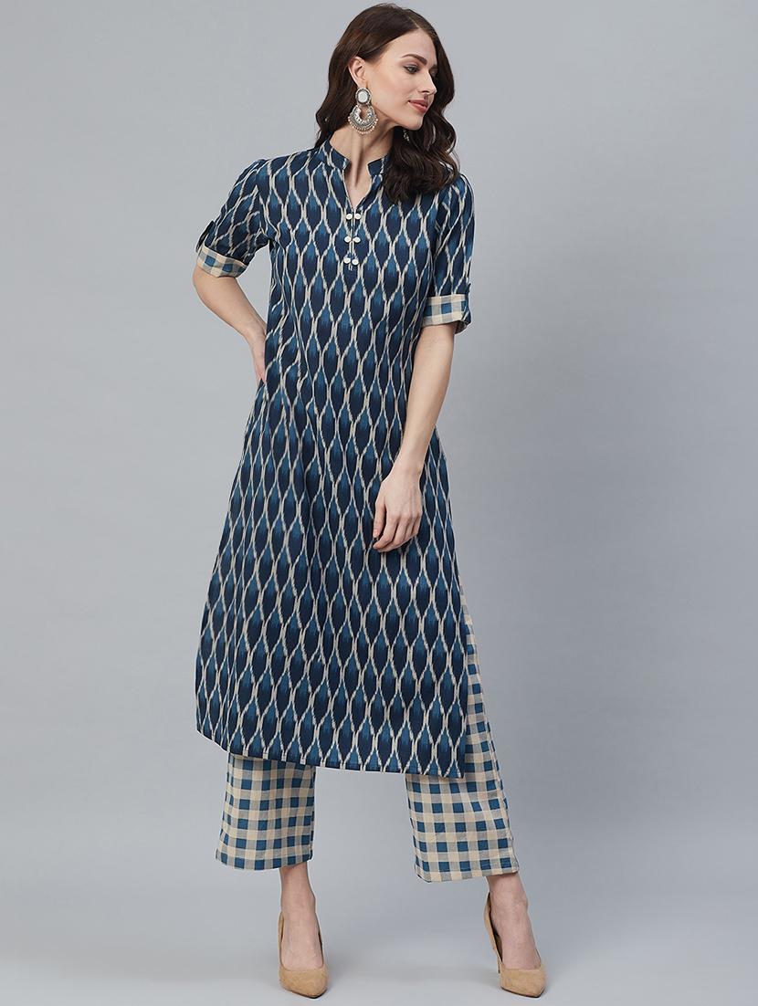 ikat kurta palazzo set - 16949412 - Zoom Image - 1