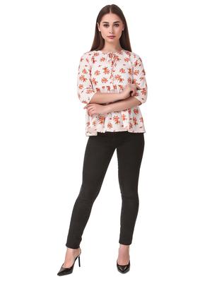 tie up neck floral peplum top - 16949510 - Standard Image - 4