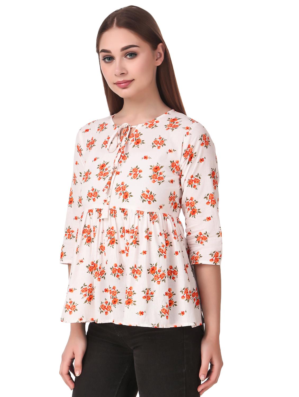 tie up neck floral peplum top - 16949510 - Zoom Image - 2