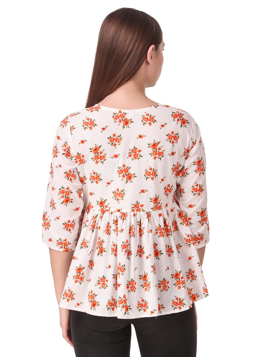tie up neck floral peplum top - 16949510 - Zoom Image - 3