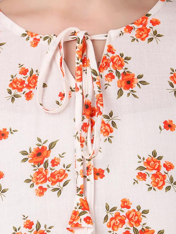 tie up neck floral peplum top - 16949510 - Zoom Image - 5
