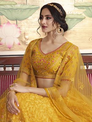 embroidered flared lehenga - 16949647 - Standard Image - 2