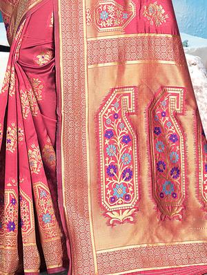 floral banarasi saree with blouse - 16950484 - Standard Image - 2