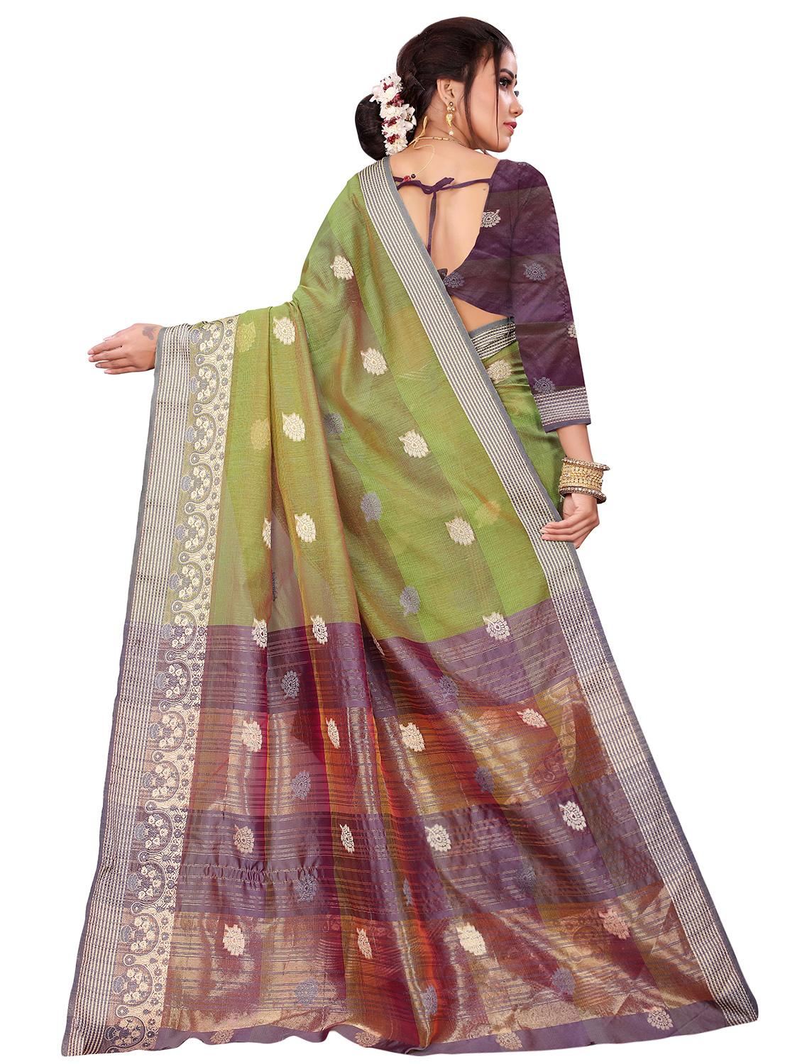 self design banarasi saree with blouse - 16950544 - Zoom Image - 2