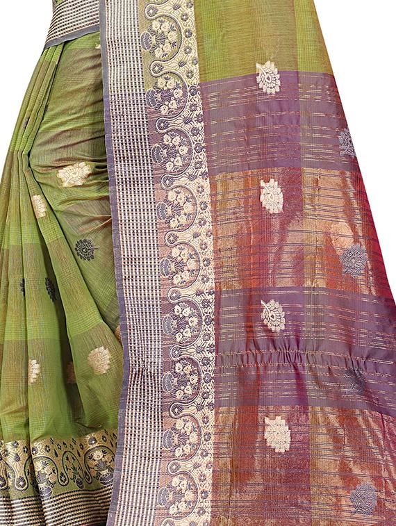 self design banarasi saree with blouse - 16950544 - Zoom Image - 4