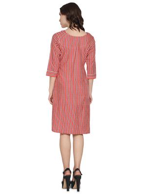 round neck striped a-line dress - 16950561 - Standard Image - 4