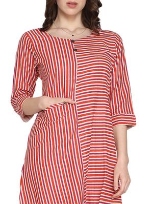 round neck striped a-line dress - 16950561 - Standard Image - 5