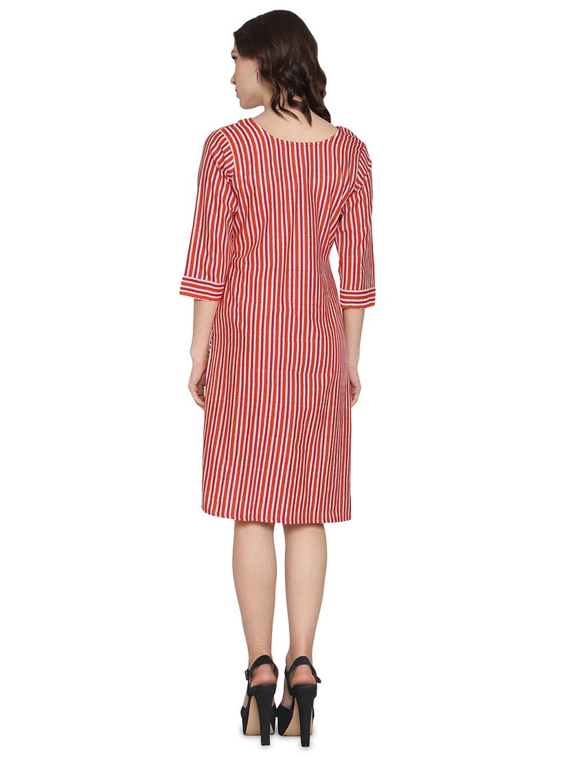 round neck striped a-line dress - 16950561 - Zoom Image - 4