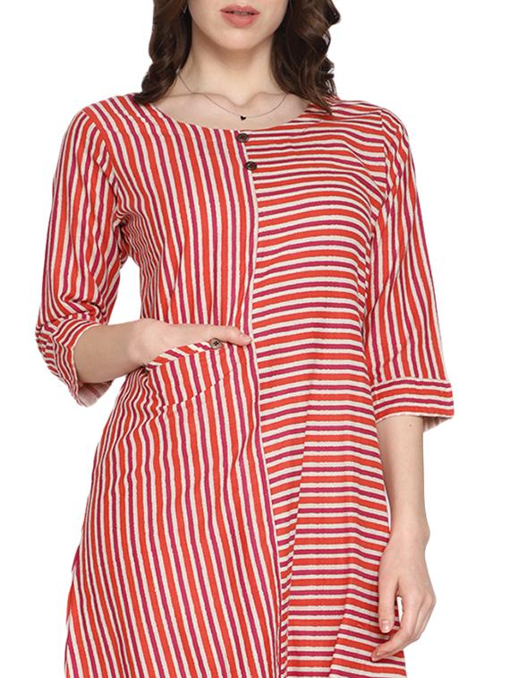 round neck striped a-line dress - 16950561 - Zoom Image - 5