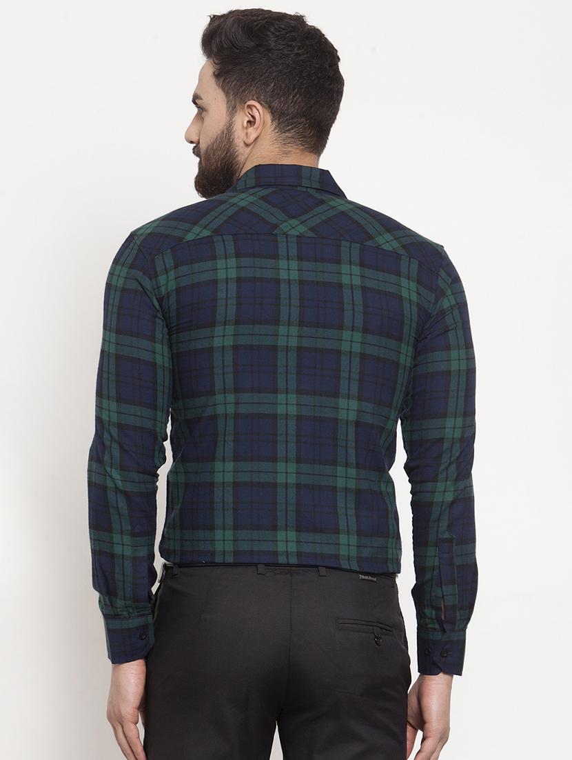 navy blue checkered casual shirt - 16950563 - Zoom Image - 3