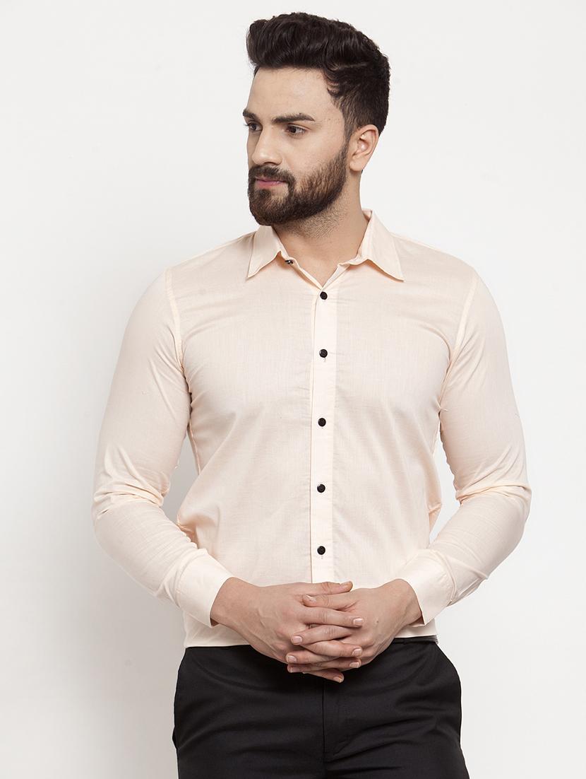 peach solid casual shirt - 16950569 - Zoom Image - 1