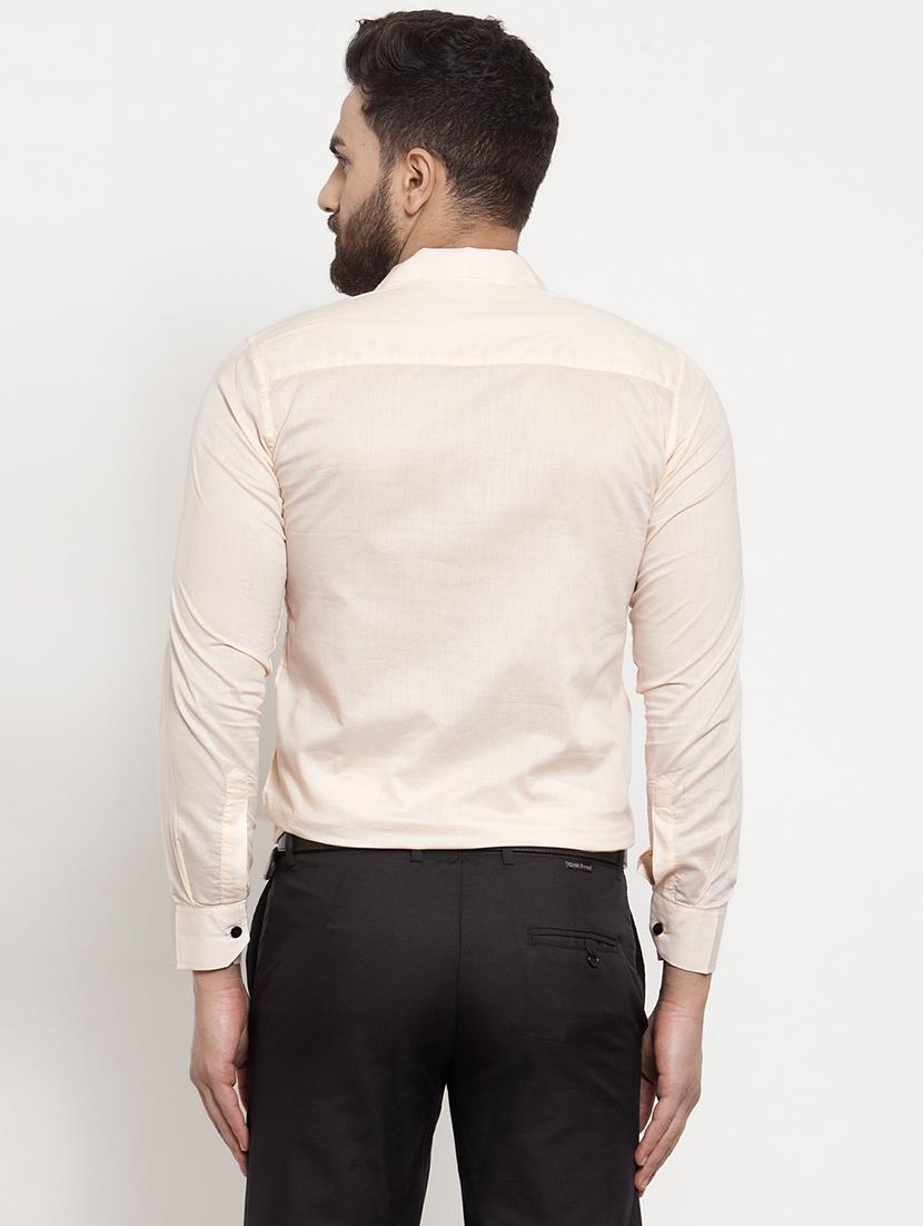 peach solid casual shirt - 16950569 - Zoom Image - 3