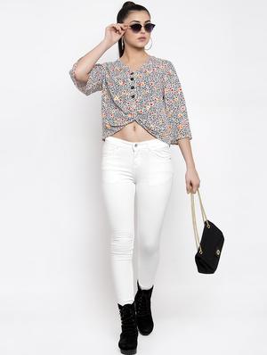 v-neck floral crop top - 16950718 - Standard Image - 4