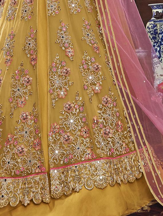 embroidered anarkali semi-stitched suit - 16950759 - Zoom Image - 2