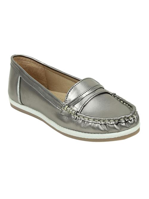 metallic leatherette slip on loafers - 16950786 - Standard Image - 1