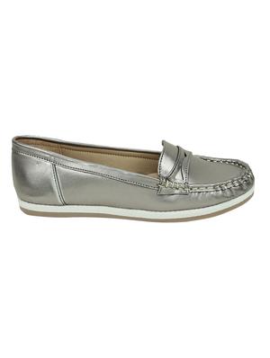 metallic leatherette slip on loafers - 16950786 - Standard Image - 2