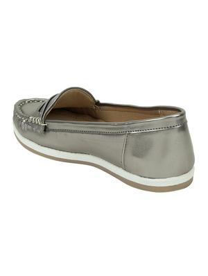 metallic leatherette slip on loafers - 16950786 - Standard Image - 3