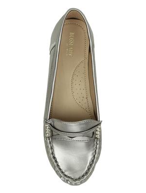 metallic leatherette slip on loafers - 16950786 - Standard Image - 4