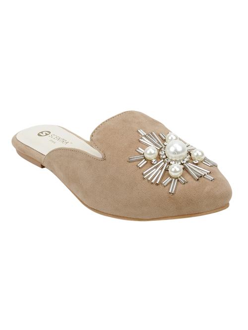 tan suede slip on sandals - 16950788 - Standard Image - 1