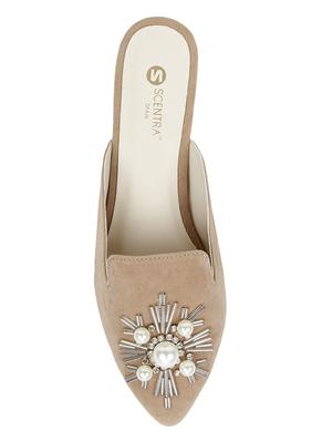 tan suede slip on sandals - 16950788 - Standard Image - 4