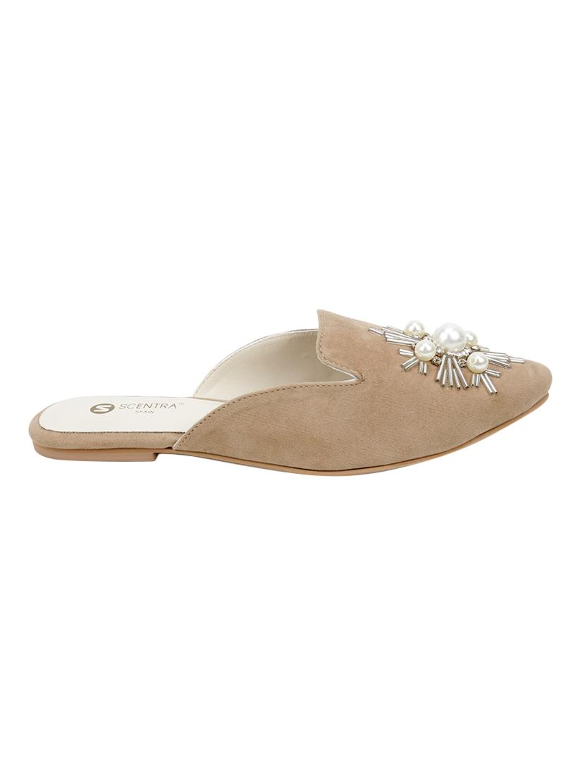tan suede slip on sandals - 16950788 - Zoom Image - 2