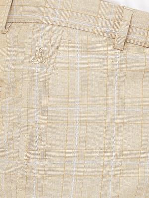 beige checkered flat front formal trouser - 16950829 - Standard Image - 5